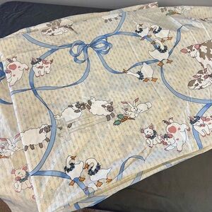 VTG Pacific Farm Happy Animals Double Flat & Fitted Sheet Set Rabbit/Cow/Pig